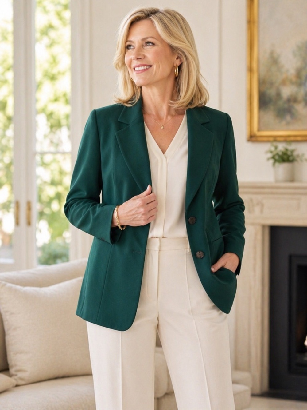 Jones Studio Separates Blazer Vintage 14W Forest Green lined business office